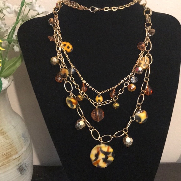 3 Tiered Charm Statement Necklace - Picture 2 of 4